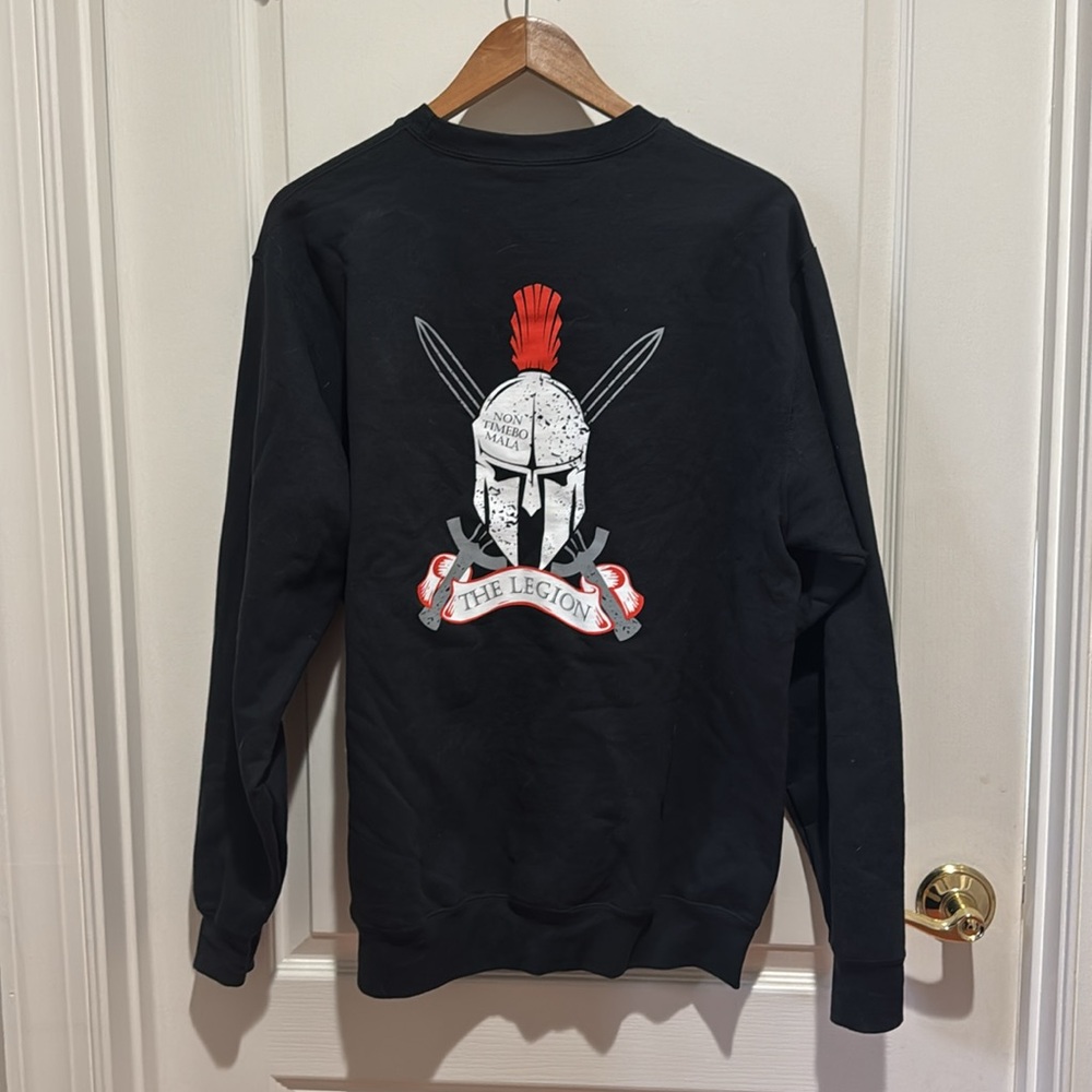 PORT & COMPANY Black ROTC Fear No Evil Crew Neck L/S Sweatshirt L Large NWOT